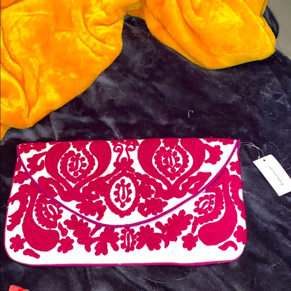 Burgundy and Cream Francesca’s Clutch; NWT